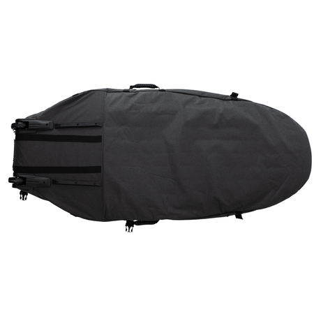 Bolsa viaje Waydoo eFoil semiabierta con tabla mostrando protección interior